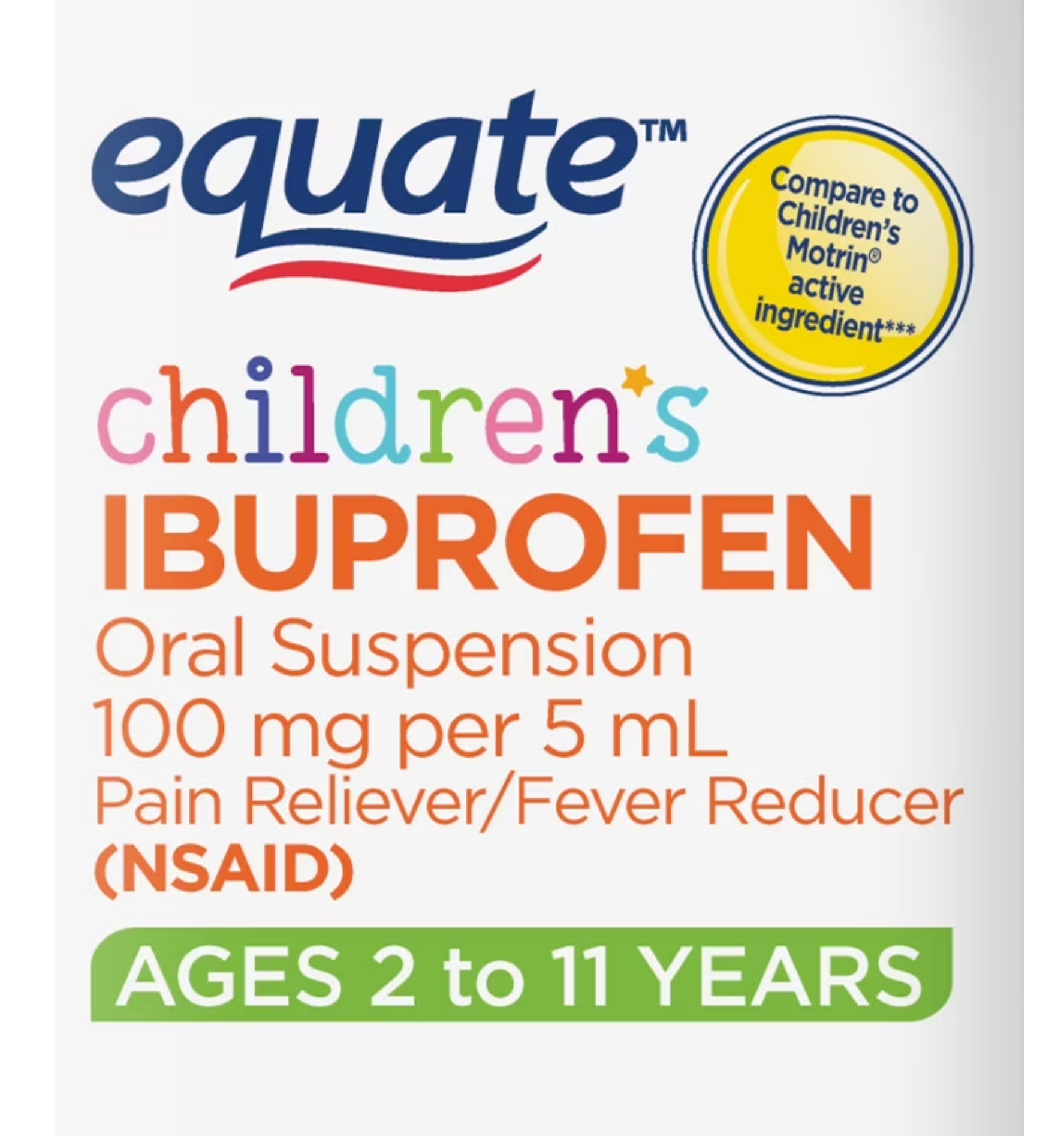Equate Children's Ibuprofen Oral Suspension 100 mg per 5 mL