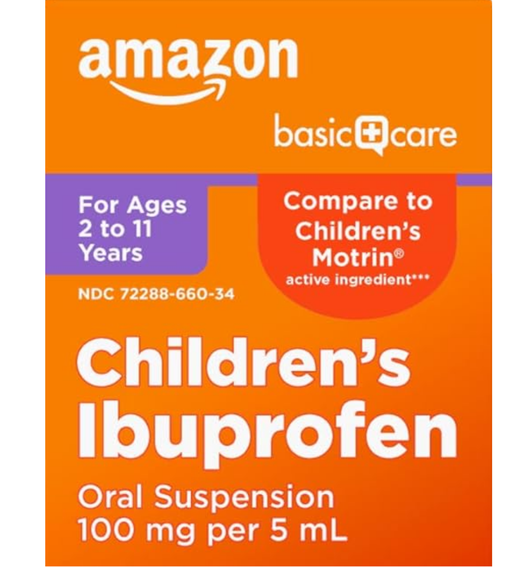 Store-brand ibuprofen compare to Children's Motrin 100 mg per 5 mL