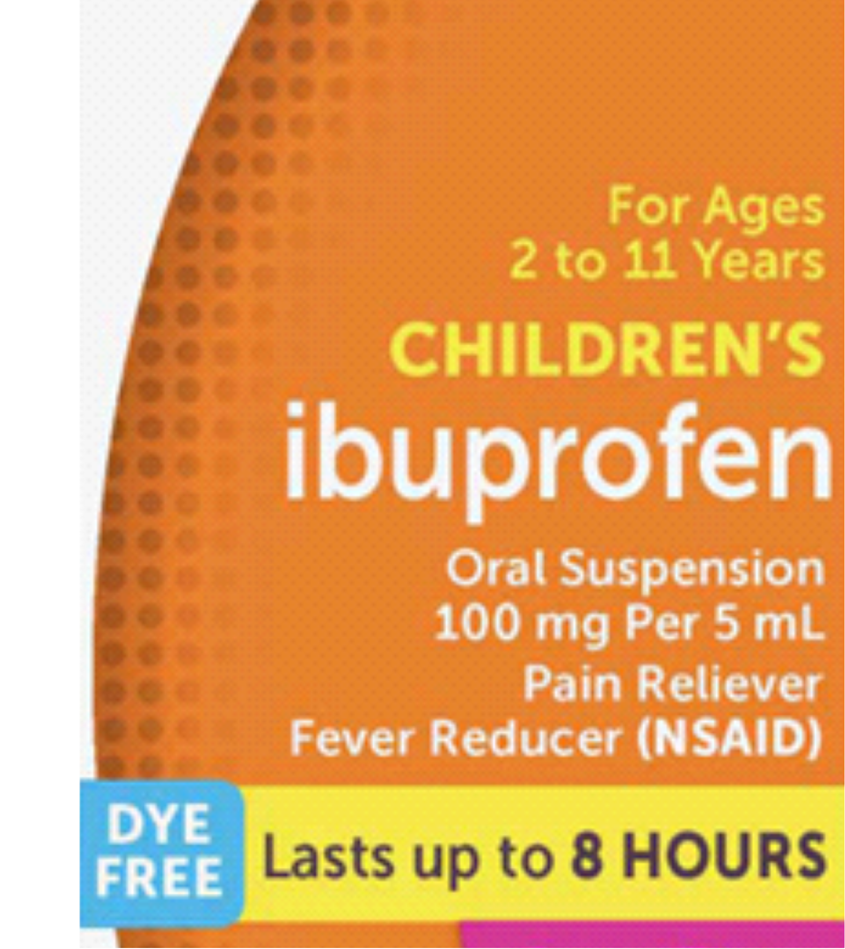 Children's Ibuprofen 8-hour relief suspension 100 mg per 5 mL