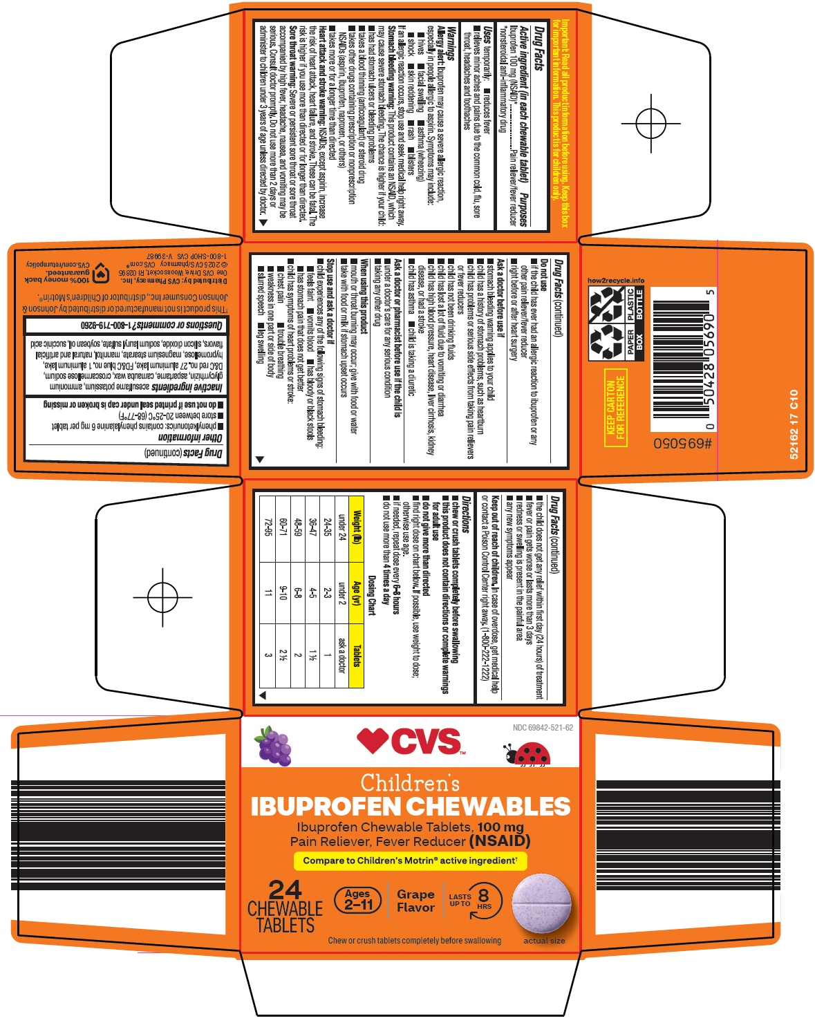 Children's ibuprofen chewable tablets 100 mg